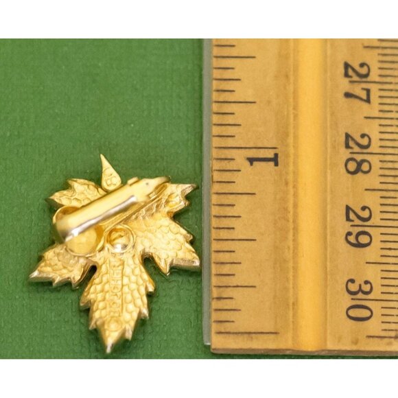 Vintage Art Nouveau Elven Maple Leaf Clip On Earrings by Boucher, K31 - Picture 3 of 3